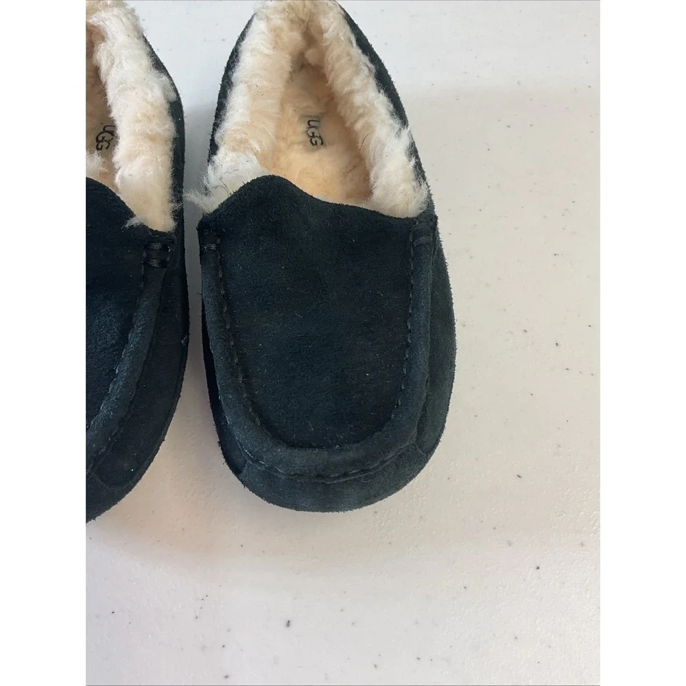 UGG Ansley Slipper Suede Kid Youth 3 BlackShearling Lining Slip‎ On Driver